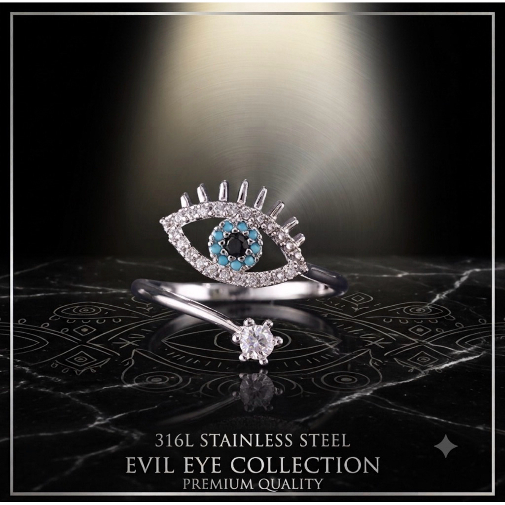 แหวน Evil Eye (316L Stainless Steel) เสริมเสน่ห์และโชคลาภด้วยแหวนดีไซน์ดวงตาแห่งดวงชะตา (Evil Eye) แ