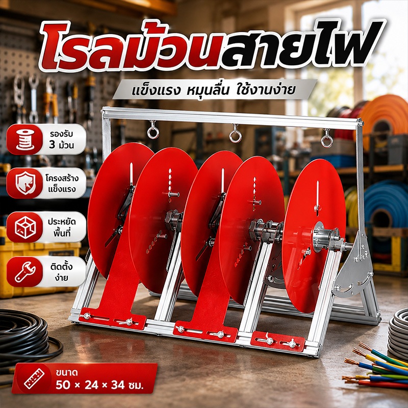 โรลม้วนสายไฟ เครื่องปล่อยสายไฟแบบพับได้ มีให้เลือก3แบบ จัดเก็บง่าย เหมาะสำหรับงานไฟฟ้า [พร้อมส่ง]