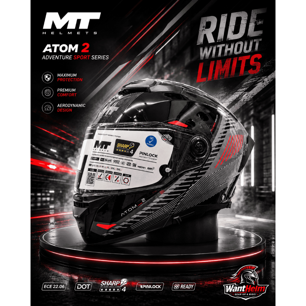 หมวกกันน็อค MT รุ่น Atom2 SV ยกคาง ลาย STRIKER GLOSS GREY