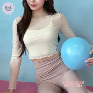 GOOD ENERGY CLUB - SOFTY LAYER SPORT BRA สปอร์ตบรา ดีเทลผ้าตาข่ายด้านนอก
