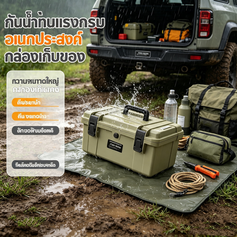 กล่องเครื่องมือเกรดอุตสาหกรรม กันน้ำกันความชื้น ความจุใหญ่ รับน้ำหนักดี อเนกประสงค์กล่องเก็บของ