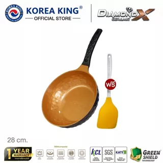 Korea King Diamond x Ceramic (Gold) กระทะ โคเรียคิง ไดมอนด์ เอ็กซ์ เซรามิก (สีทอง) (28cm) 1 ใบ + แถมฟรี ตะหลิว ซิลิโคน