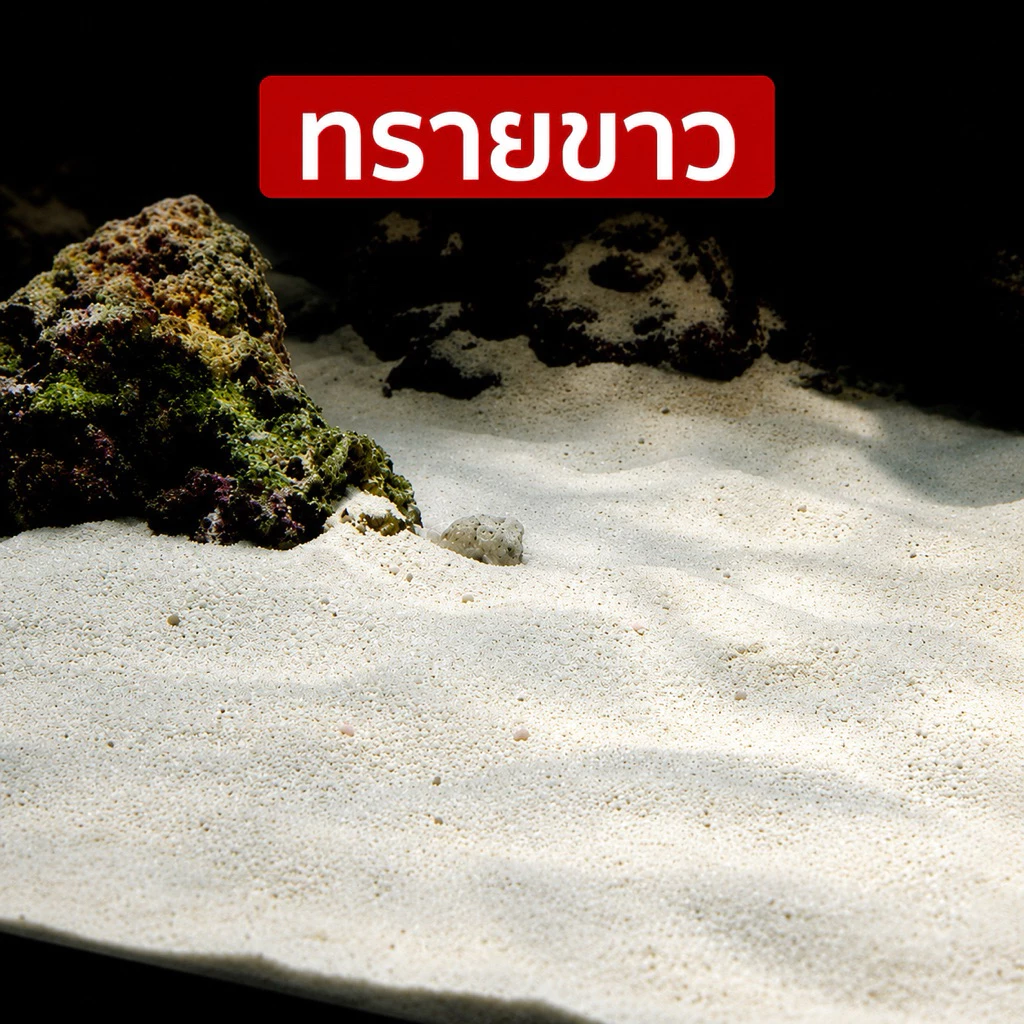 ทรายขาว 🐚สร้างความสว่างให้ตู้ปลา สู้แสงเงาสวย