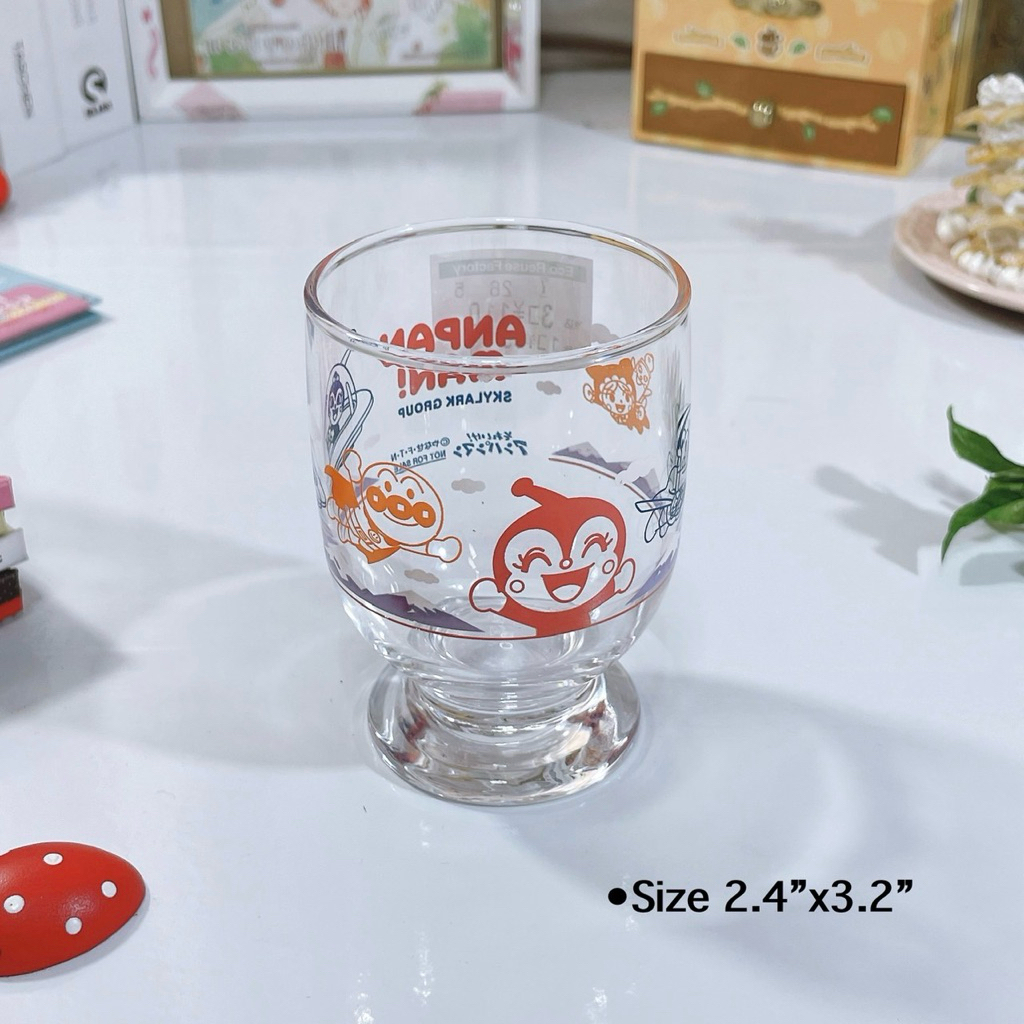 (พร้อมส่ง-001) แก้วน้ำ แก้วใส อันปังแมน ขนาด 2.4"x3.2" ของแท้100% จากญี่ปุ่น
