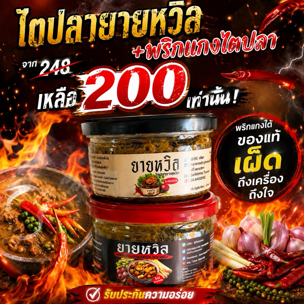 จับคู่ พริกแกง+ไตปลา อย่างละ1 กระปุก (รวมได้2กระปุก)