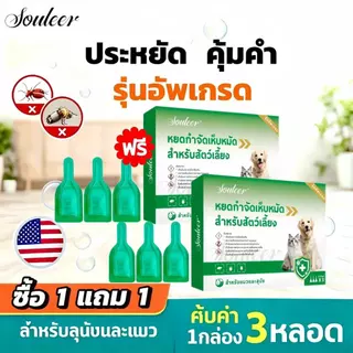 【ซื้อ1แถม1】ผลิตภัณฑ์กำจัดเห็บหมัดแบบหยด สำหรับสัตว์เลี้ยง 1กล่อง/3ชิ้น