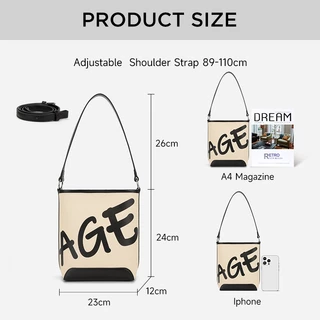 AGE FREE Mini Gabine - กระเป๋าสะพายไหล่ กระเป๋าทรงถัง กระเป๋าถือสำหรับผู้หญิง ความจุขนาดเล็ก Bucket bag