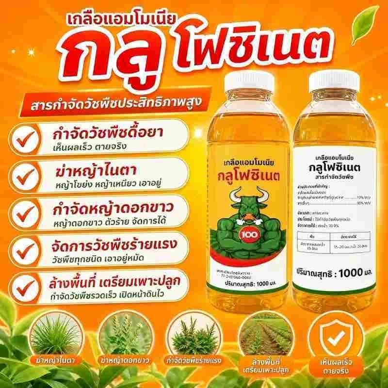ขวดใหญ่ 100กรัม｜แอมโมเนียมฟอสโฟเนต เข้มข้นสูง กำจัดหญ้าดื้อได้ผลเร็ว คุ้มค่าสุดๆ สินค้าเกษตรคุณภาพ