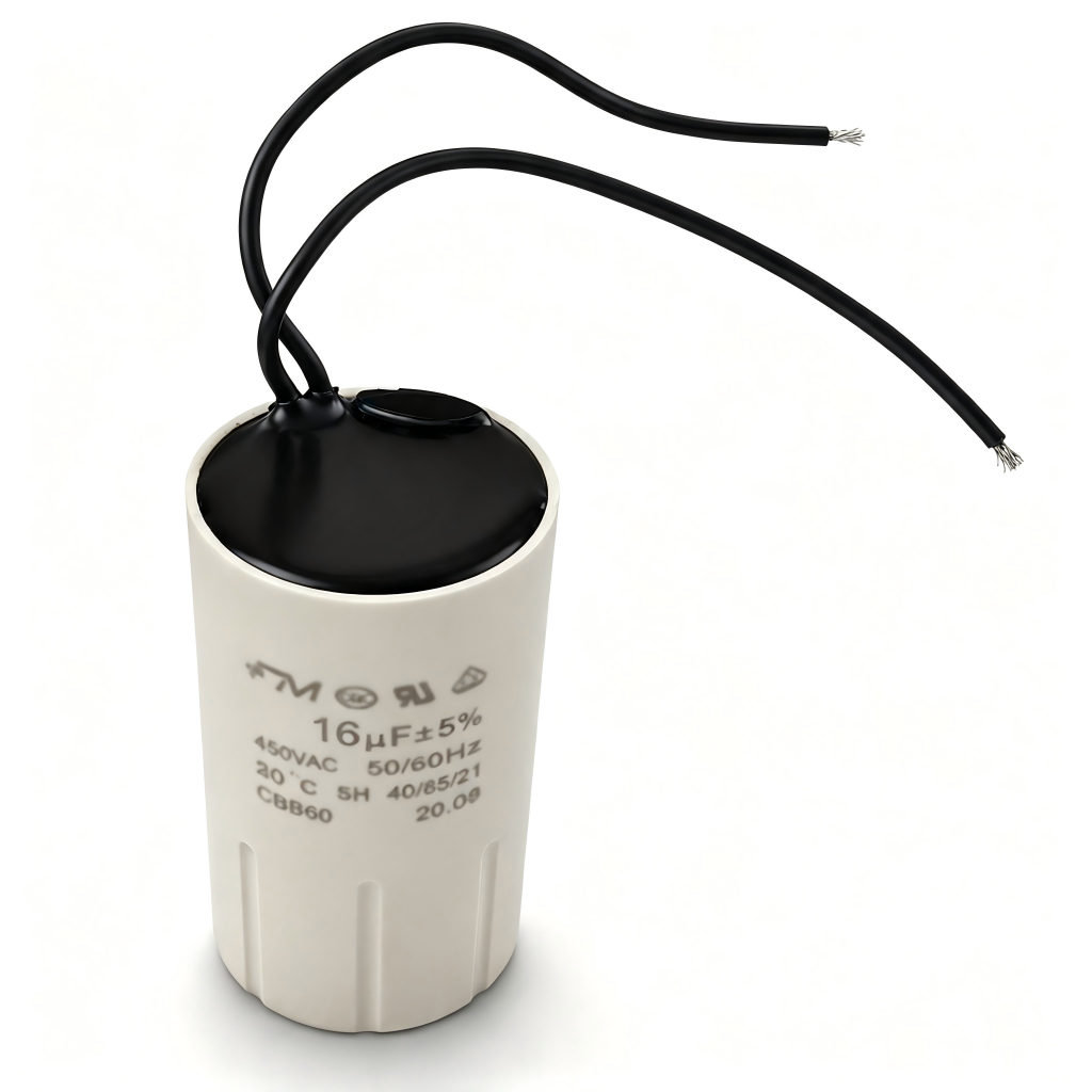 คาปาซิเตอร์ 16uF 450V สายสีดำ ของมีคุณภาพสูง สำหรับมอเตอร์ อะไหล่อุปกรณ์ไฟฟ้า