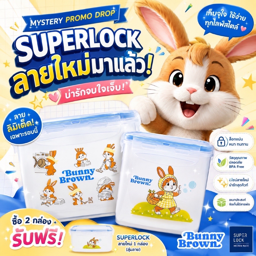 Bunnybrown 2 กล่องแถม กล่องสุ่ม 1 ใบ ห้ามเลือกลาย