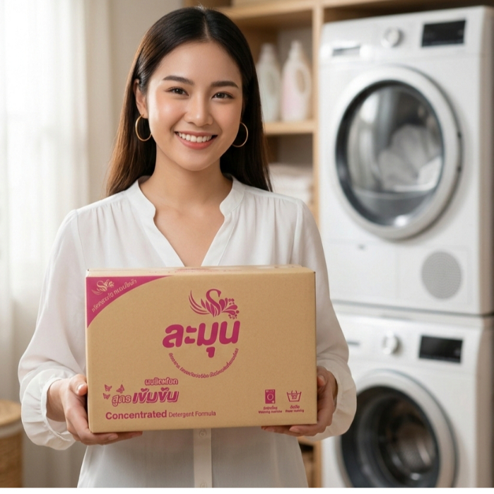 ผงซักฟอก ละมุน 1ลัง 10 กล่อง 5kg. ซักง่ายแทบไม่ต้องขยี่ นวัตกรรมเอนไซม์ 100% ไม่มีโซดาไฟ