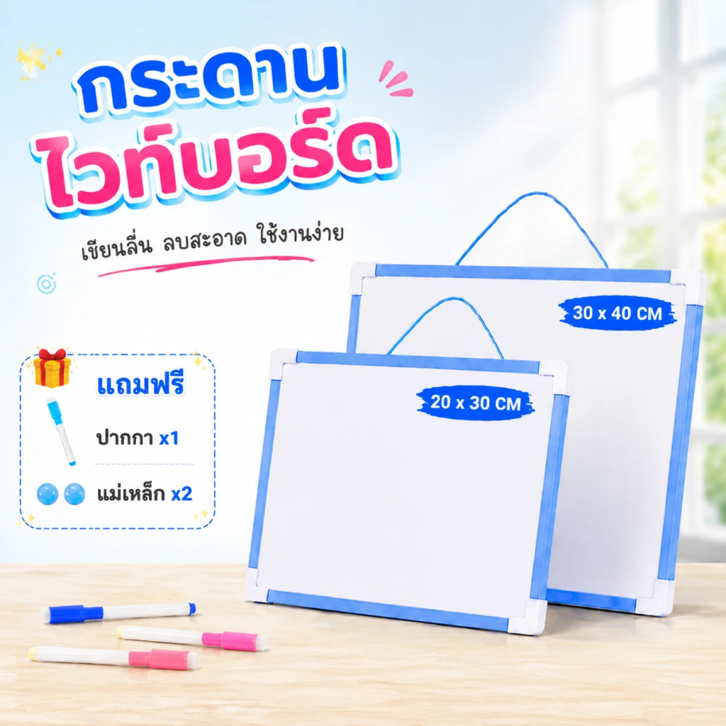 กระดานไวท์บอร์ดแม่เหล็ก 20x30/30x40 ซม. เขียนลบได้ แขวนผนัง พร้อมปากกาและแม่เหล็ก สำหรับเรียนและสำนักงาน รูปที่ 8