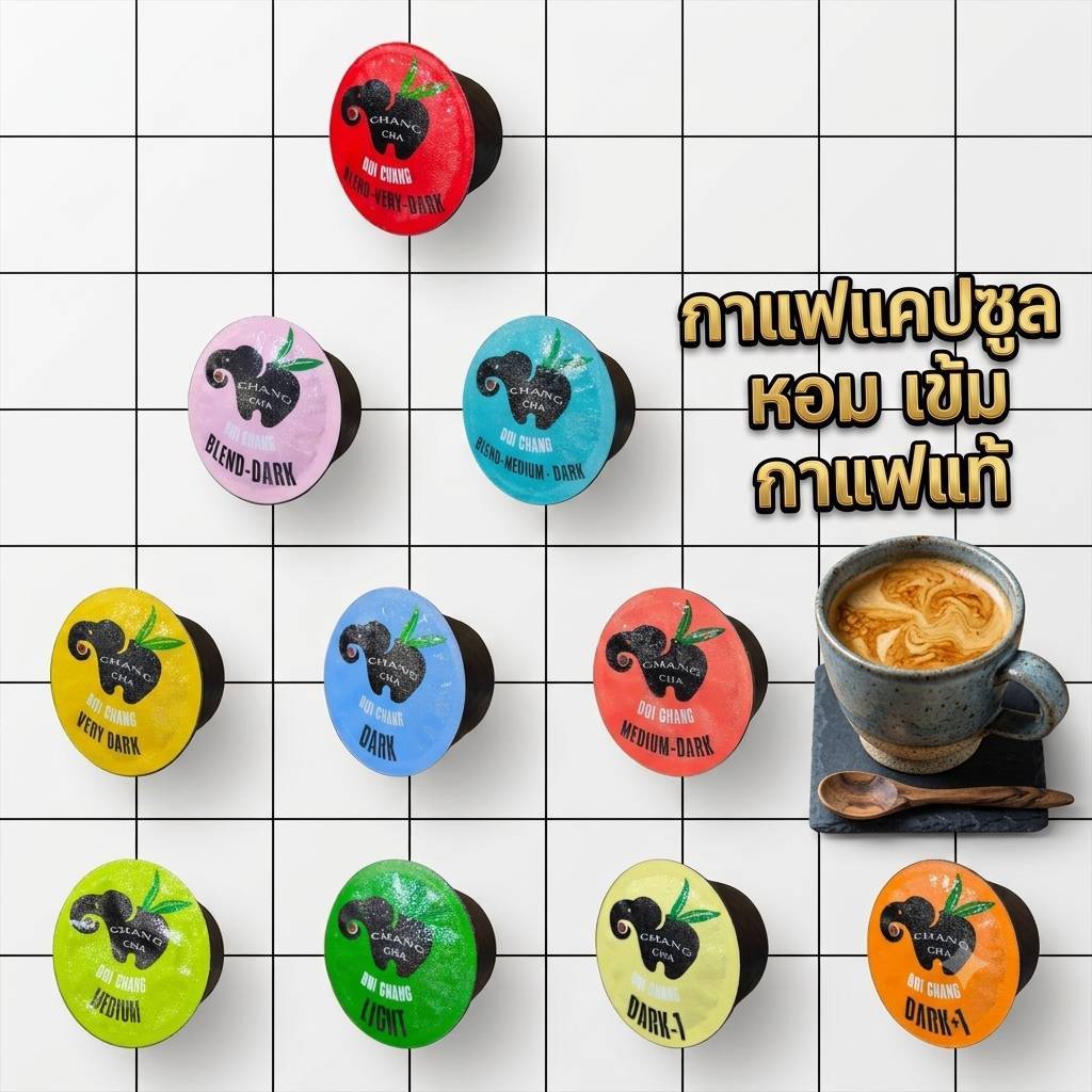 กาแฟเเคปซูล  กาแฟดอยช้าง คั่ว 10 ระดับ ใช้ได้กับเครื่องระบบ Dolce gusto เท่านั้น แพ็ค 10 แคปซูล**ไม่มีกล่อง**