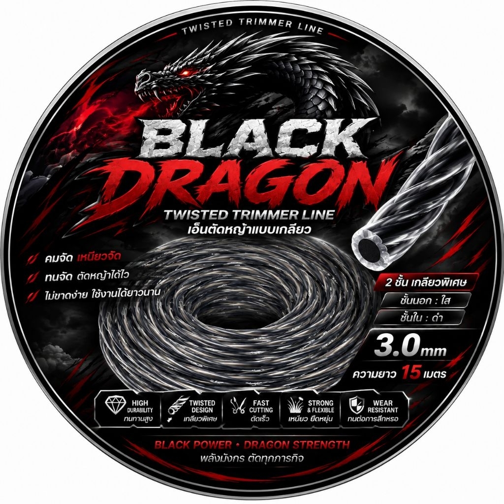 black dragon เอ็นตัดหญ้าแบบเกลียว 2 ชั้น