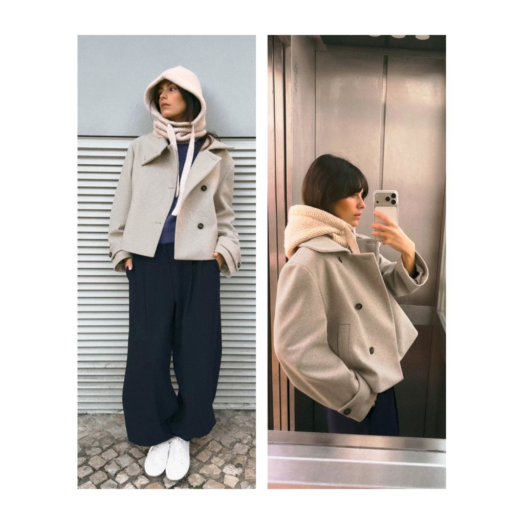 ZARA Coat เสื้อโค้ทสีครีม ผ้านุ่ม น้ำหนักเบา งานแท้