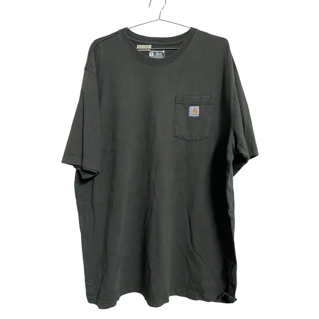 เสื้อยืดกระเป๋าหน้า Carhartt K87 Loose Fit สีเขียวขี้ม้า ไซส์ 2XL TALL