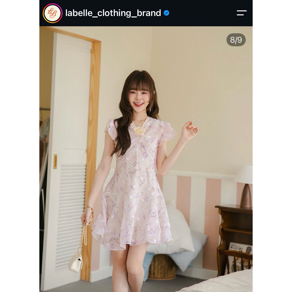 ส่งต่อเดรสแบรนด์Labella รุ่นAlise dress sizeM ใส่1ครั้ง #สีม่วง