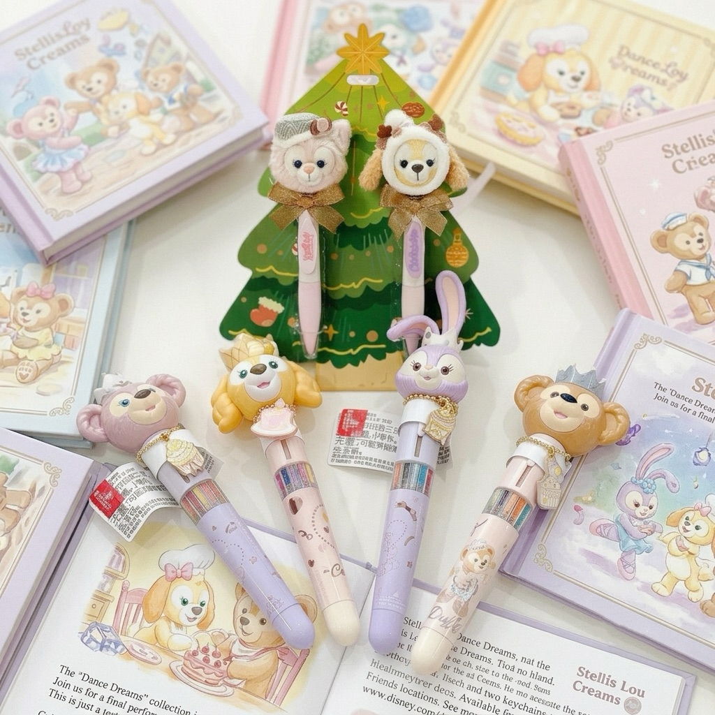 •พร้อมส่ง•เซ็ตปากกา Duffy and friends winter ลิขสิทธิ์แท้จาก Shanghai Disney Land (หมึกสีน้ำเงิน)