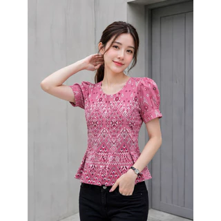 เสื้อลายไทย ระบายเอวผูกหลัง **สินค้ามาใหม่**