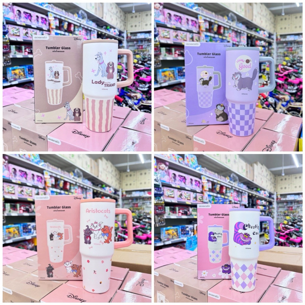 (พร้อมส่ง) Momento x Disney แก้วน้ำสเตนเลส 900 มล. เก็บความเย็น lady and the tramp / lucifer / marie