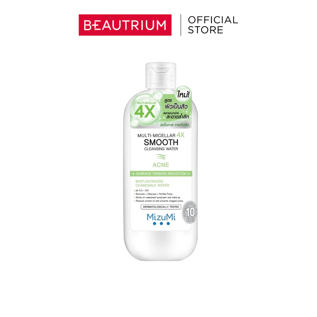 MIZUMI Multi-Micellar 4X Smooth Cleansing Water Acne ผลิตภัณฑ์ทำความสะอาดผิวหน้า 500ml