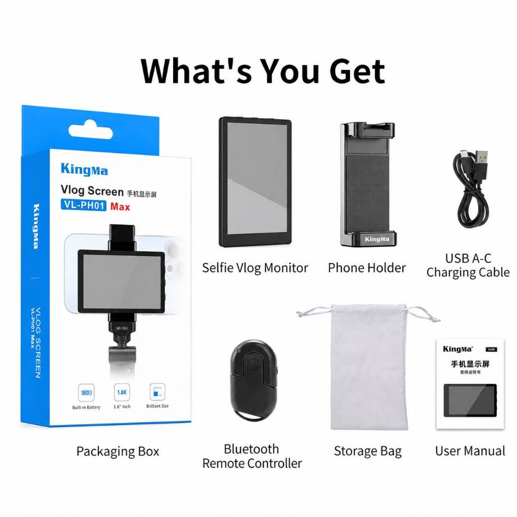 พร้อมส่ง ( ส่งด่วน 30 นาที) KINGMA VL-PH01 Max รุ่นอัพเกรด จอเซลฟี่สำหรับมือถือ iPhone Android