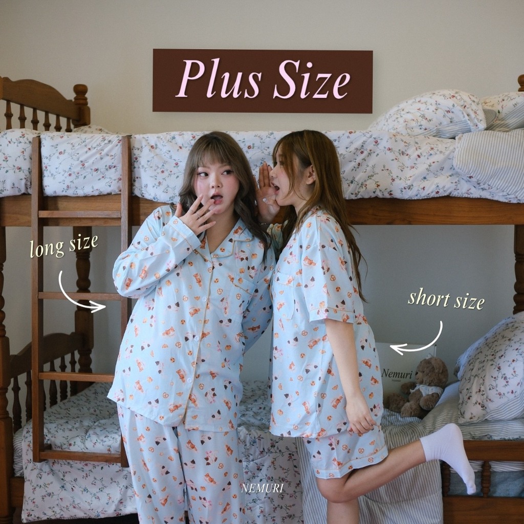 ชุดนอน Nemuri Plus size ไซซ์ใหญ่ ชุดนอน ผ้าไหมอิตาลี เบา ใส่สบาย ลายน่ารัก