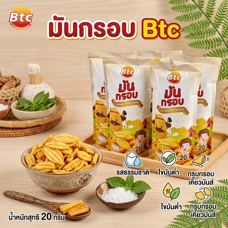 【ซื้อ 1 ได้ 1】ขนมสุขภาพ ชิ้นกรอบรสพริกหวาน ชิ้นมันฝรั่งกรอบหอม อาหารว่างสีทองอร่อยกรอบนอกเหนือจากความอร่อย
