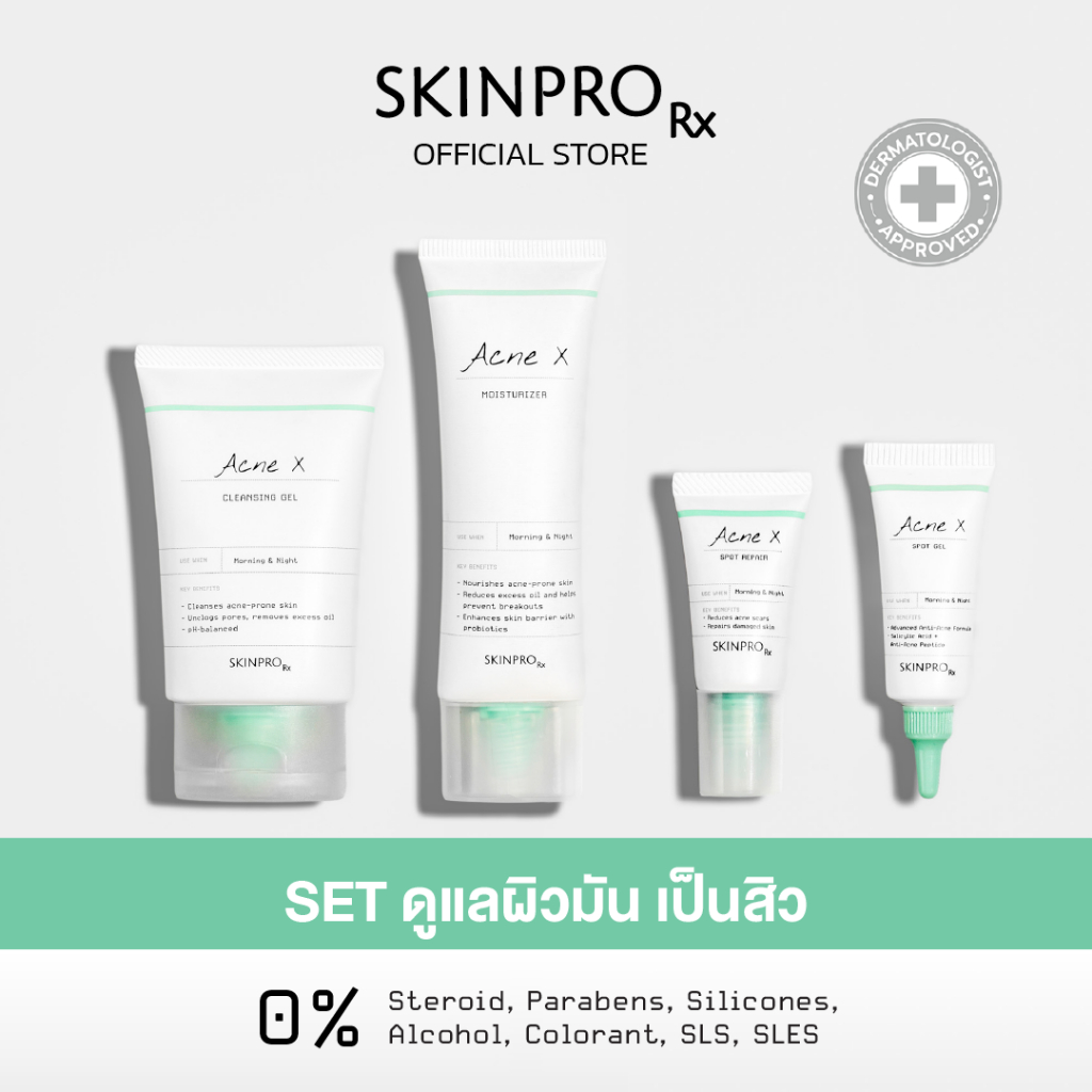SKINPRO Rx SET Acne X เซ็ตสำหรับผิวมัน/เป็นสิว จัดการปัญหาสิ
