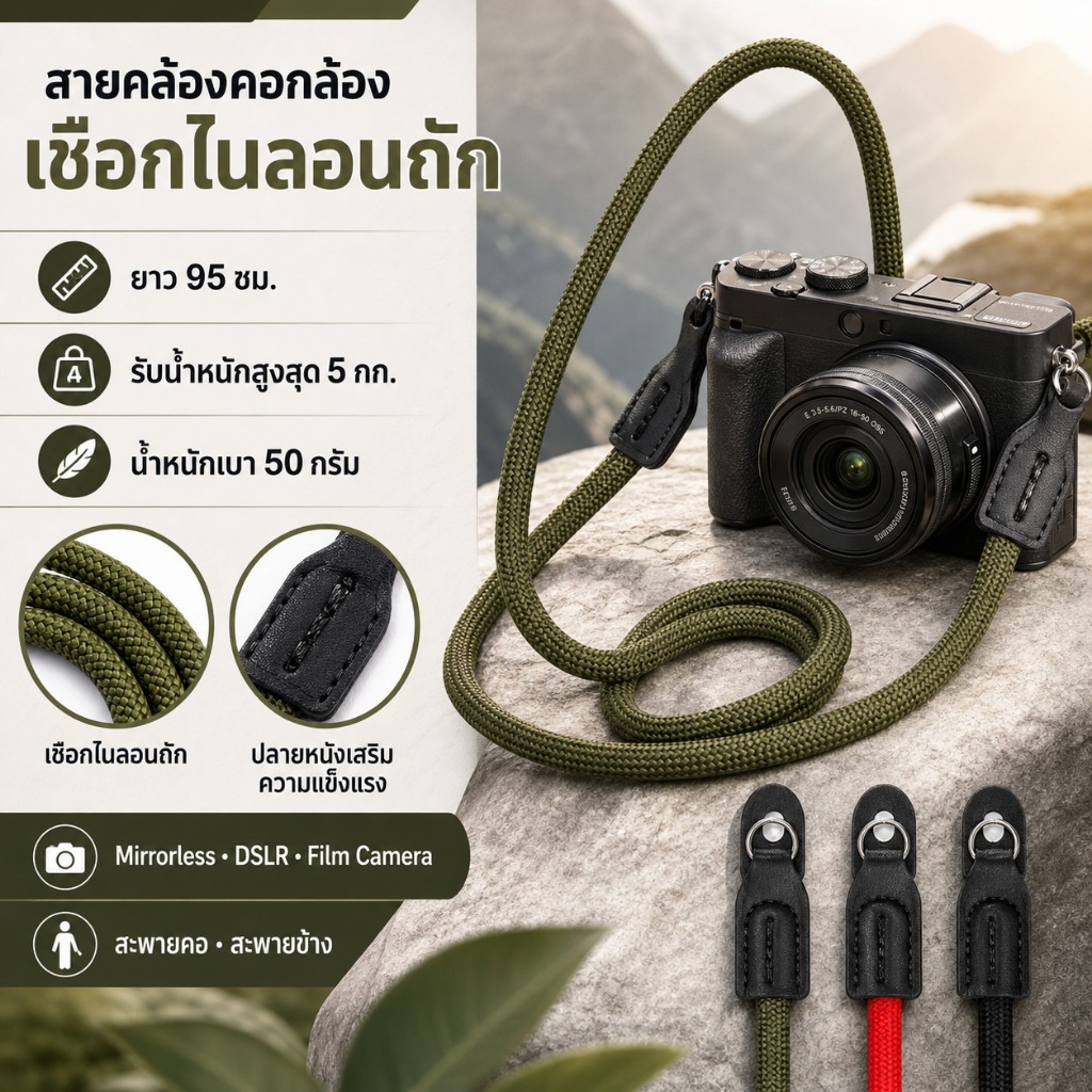 สายคล้องกล้อง เชือกถัก สะพายคล้องแขน สำหรับ Sony/Fuji Camera Strap รุ่นคอ JC/JD