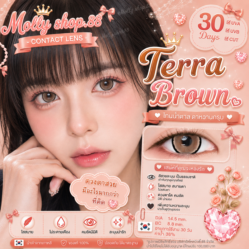 คอนแทคเลนส์ Roze Terra/Demi ค่าอมน้ำ55%