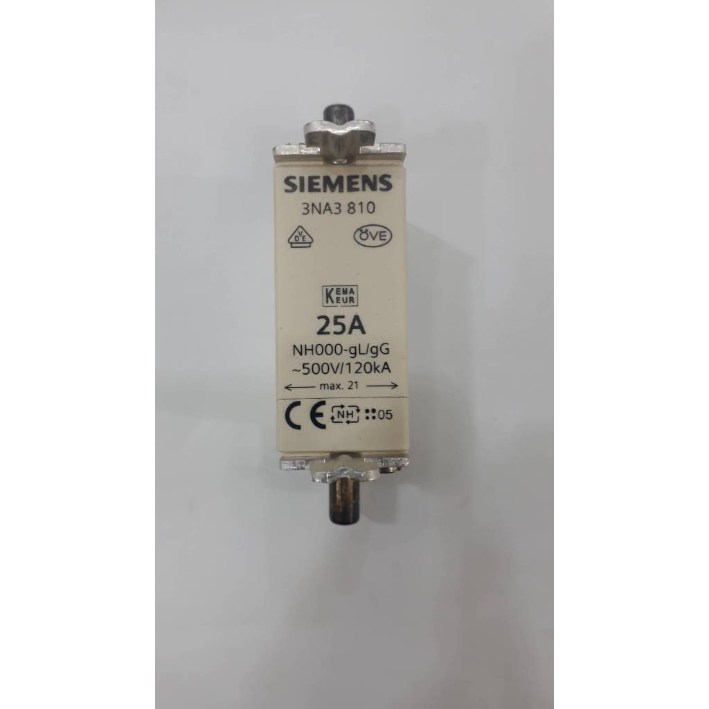 ฟิวส์อุตสาหกรรมแรงดันต่ำประเภท LV HRC Fuse Link(NH Fuse) ขนาด NH000 จาก Siemens SiePortal 3NA3810