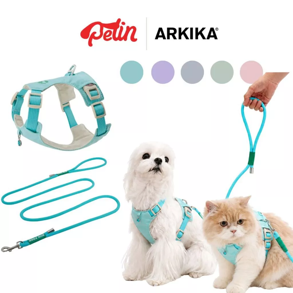 ARKIKA สายรัดอกพร้อมสายจูง สุนัข แมว สวมใส่สบาย ดีไซน์แบบเสื้อVest Harness สายจูงสุนัข สายรัดอกสุนัข