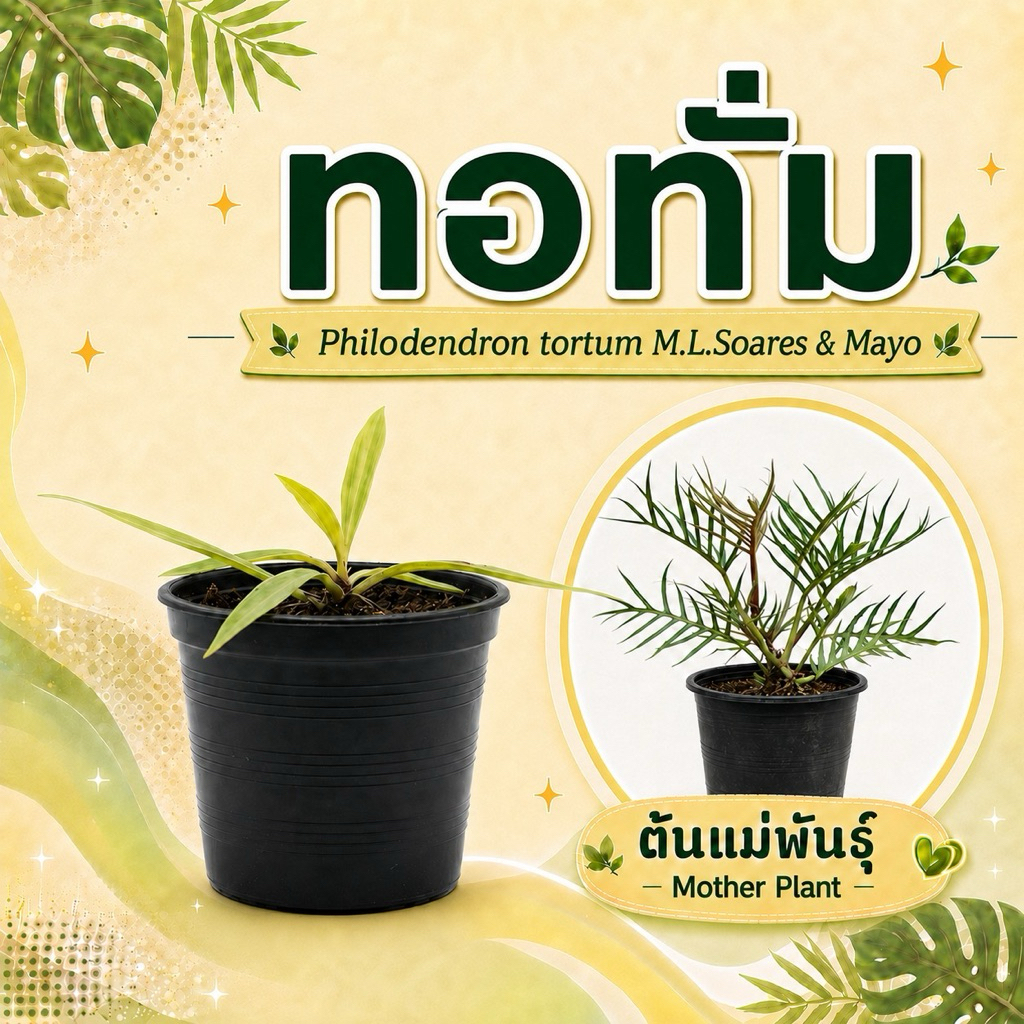 ทอทั่ม (2ต้น) ต้นอนุบาล Philodendron tortum M.L.Soares & Mayo