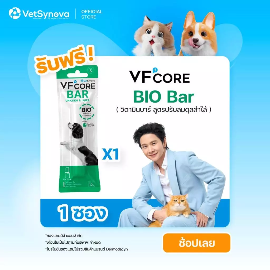(สินค้าสมนาคุณงดจำหน่าย) VFcore Bar วิตามินบาร์สำหรับสุนัข สูตร Bio ปรับสมดุลลำไส้ จำนวน 1 ซอง