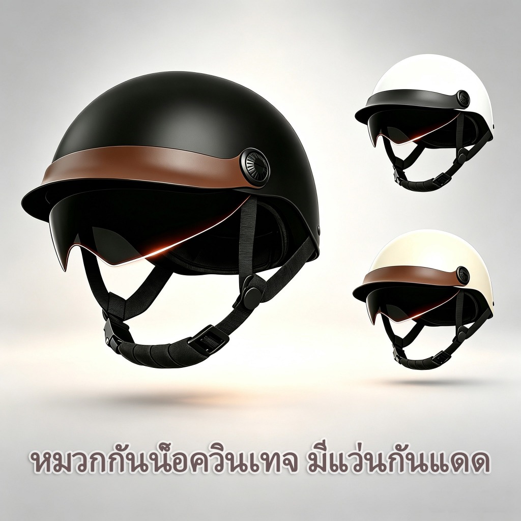 หมวกกันน็อคสไตล์เรโทร มีแว่นซ่อนในตัว สายรัดคอปรับได้ น้ำหนักเบา สำหรับขับขี่รถสกูตเตอร์มอเตอร์ไซค์