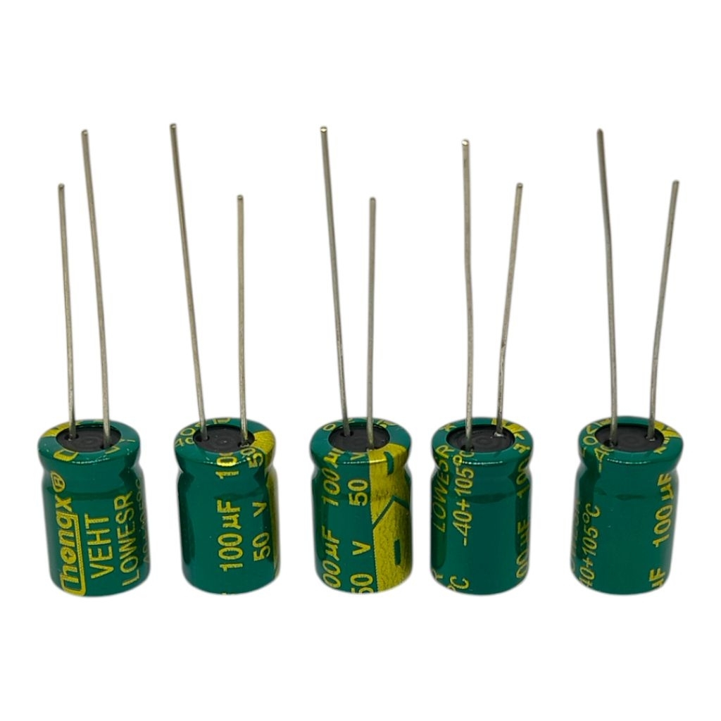 5pcs 100UF 50V 105C อิเล็กโทรไลท์ คาปาซิเตอร์ ตัวเก็บประจุ electrolytic capacitor