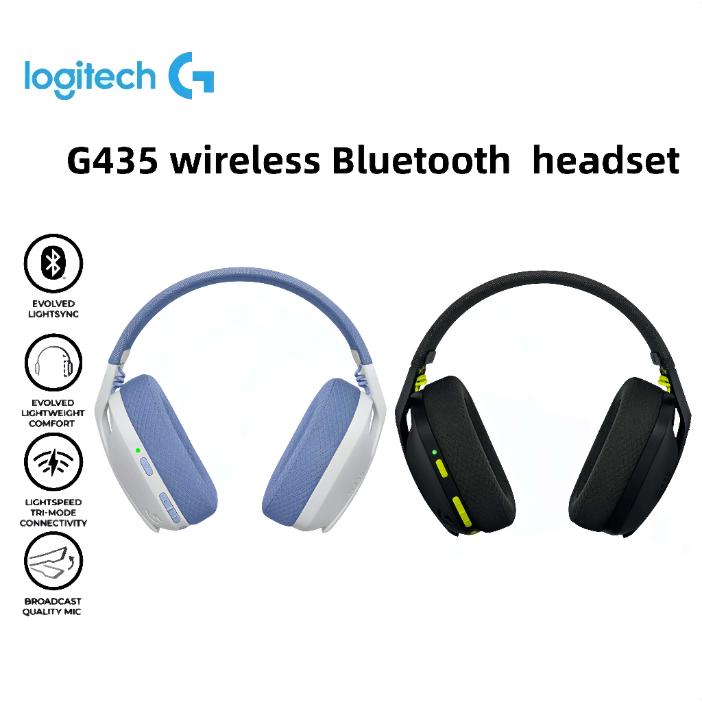 Logitech (ราคาพิเศษ) G435 หูฟังเกมมิ่งไร้สาย Lightspeed /Bluetooth น้ำหนักเบา 165 กรัม แบตเตอรี่