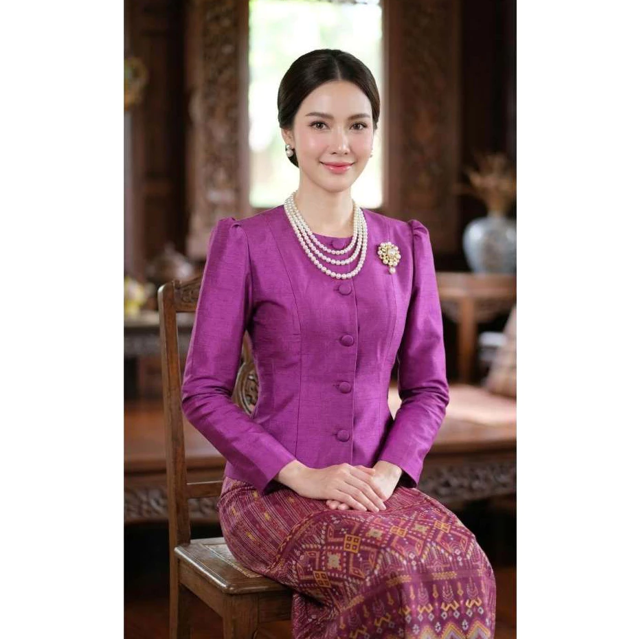 เสื้อผ้าไหมสี่เส้นไทยเรือนต้นรหัส ท01