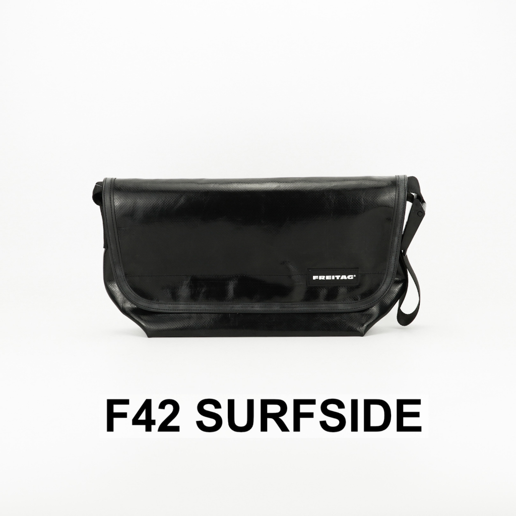 FREITAG F42 SURFSIDE 6 ผ้าดำ ใส้ดำ ผ้าหนานุ่มเนื้อเนียน เกล็ดเนียนสวย ผ้าเงา ผ้าสะอาดทั้งใบ มุม ขอบย