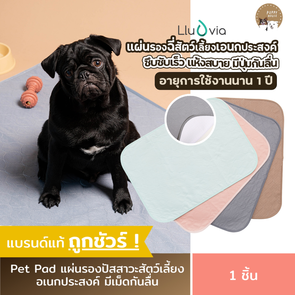 แผ่นรองฉี่สุนัข Lluvia PetPad แบบซักได้ อย่างดีซึบซับเร็ว หนานุ่มถึง4ชั้น ป้องกันการรั่วซึมได้100%