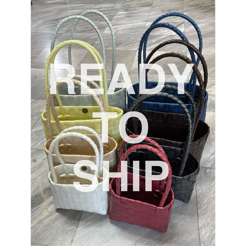 [พร้อมส่ง/ส่งด่วน] Woven bag น้องเส้นเล็ก กระเป๋าสานพลาสติก สะพายไหล่ 100% recycled plastic