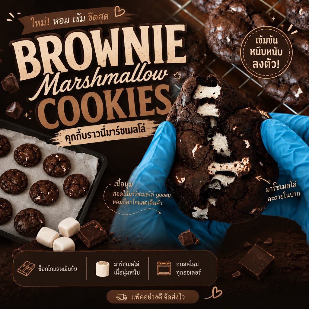 Brownie cookies คุ้กกี้บราวนี่มาร์ชเมลโล่