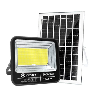 KKSKY ไฟถนนโซล่าเซลล์ LED 200000W 100000W แสงที่แข็งแกร่ง ด้วยรีโมทคอนโทรล ไฟเซ็นเซอร์ Solar Light โคมไฟถนน IP67 กันน้ำ