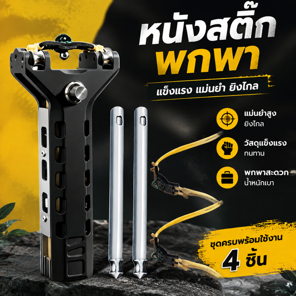 สินค้าใหม่ล่าสุด หนังสติ๊กอัตโนมัติสำหรับใช้งานกลางแจ้ง ทำจากโลหะ หนังสติ๊กทรงพลัง อุปกรณ์ยิงแม่นยำสำหรับกิจกรรมกลางแจ้ง