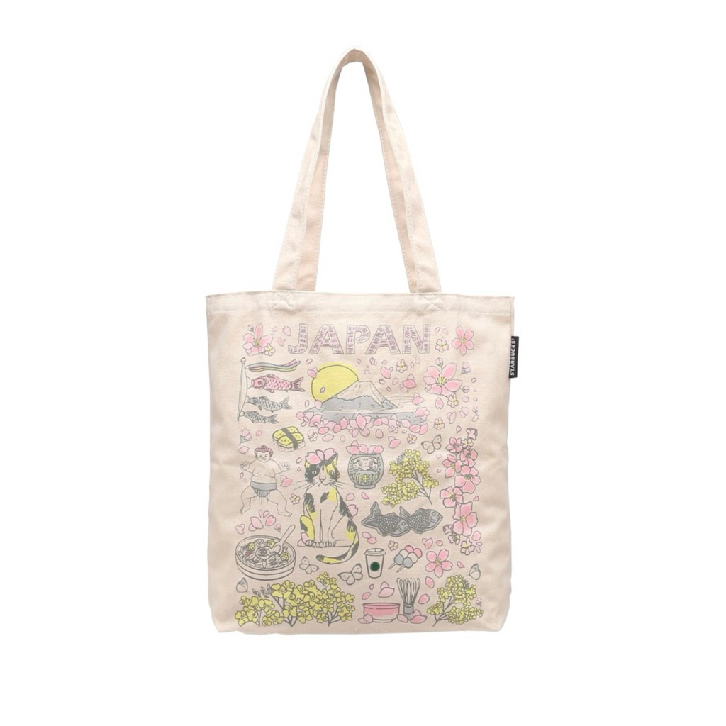 Starbucks Japan BTS Tote Bag Been There Series Spring Sakura Cat กระเป๋าแคนวาส สตาร์บัคส์ญี่ปุ่นลายส