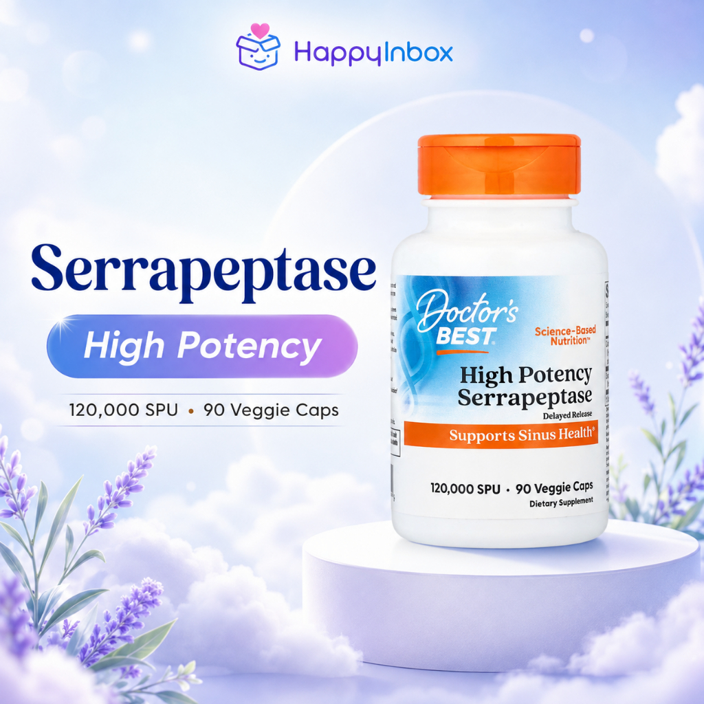 Doctor’s Best Serrapeptase 120,000 SPU สูตรดูแลระบบไซนัสและการไหลเวียน 90 แคปซูล