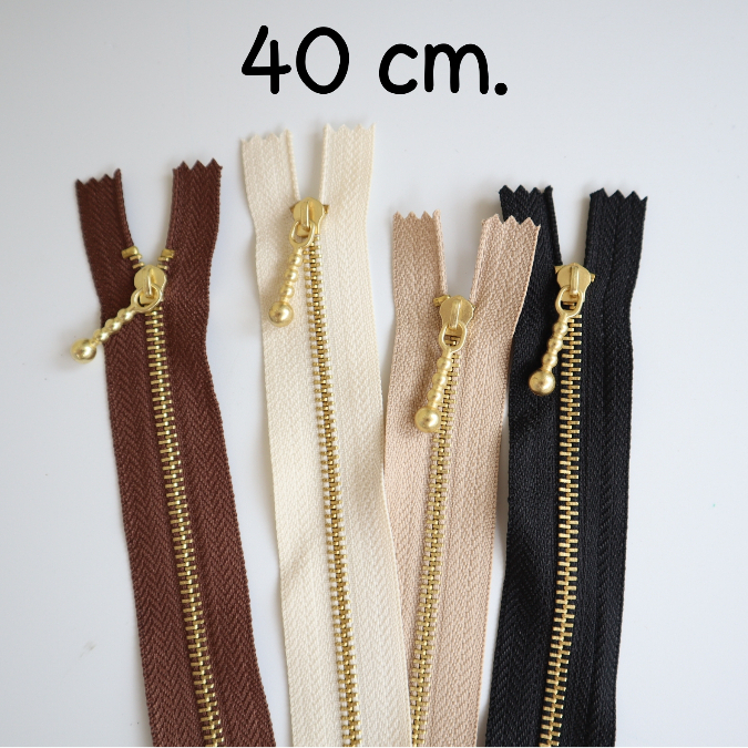ซิป เบอร์ 3 หัวลูกตุ้ม สีทอง ยาว 40 cm.