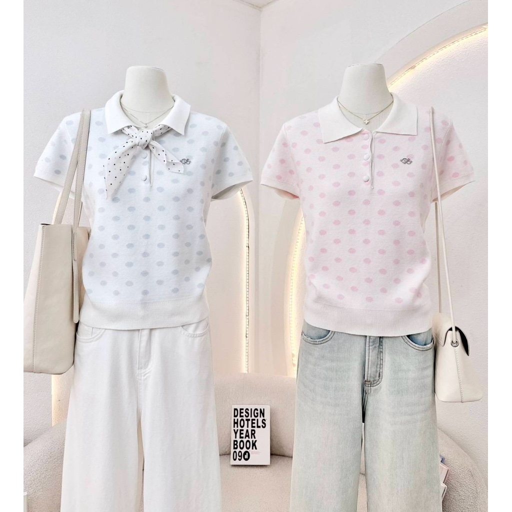 PANISA เสื้อโปโล ลายจุด (สาวอวบใส่ได้)
