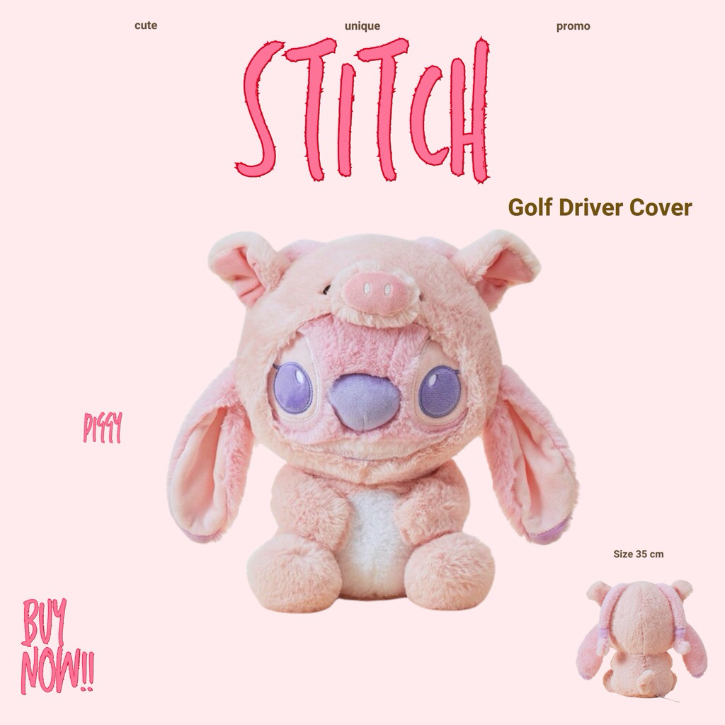 ( พร้อมส่ง ) Stitch สติช สีชมพู ตุ๊กตาสวมไม้กอล์ฟ Golf Cover Driver